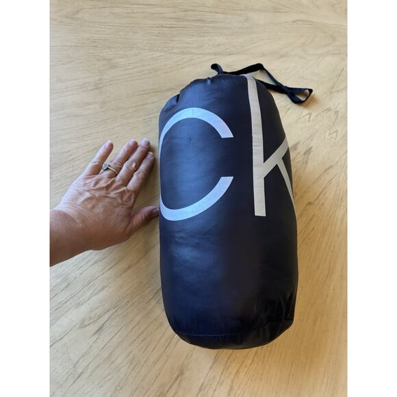 Black Puffer Down Winter Jacket Long Packable Quilted womens L Calvin Klein Y2K - Picture 16 of 16